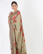 Light Olive Green Moonga Silk Saree - Silk Mark Certified