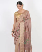 Pastel Pink Moonga Silk Saree - Silk Mark Certified