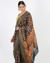 Seaweed Green Moonga Silk Saree - Silk Mark Certified