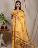 Classy Yellow Linen Silk Saree