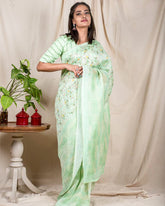 Light Green Linen Silk Saree