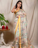 Multiple Paste Linen Silk Saree