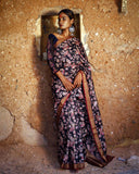 Black Moonga Silk Saree - Silk Mark Certified