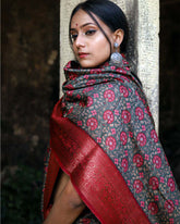 Green Floral Moonga Silk Saree - Silk Mark Certified