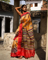 Mustard Yellow Chanderi Saree