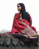 Red Booti Moonga Silk Saree - Silk Mark Certified