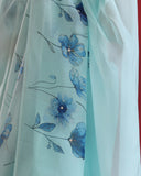 Sky Blue Floral Organza Saree