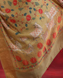 Mustard Moonga Handloom Pichwai Saree