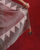 Maroon Silver Tissue Saree