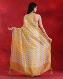 Gold Stripes Silver Tissue Saree