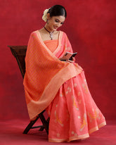 Blush Peach Linen Saree