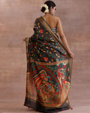 Deep Grey Katan Silk Saree