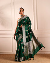 Green Woven Meenadar Booti Silk Saree