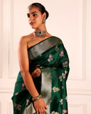 Green Woven Meenadar Booti Silk Saree