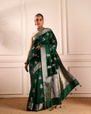 Green Woven Meenadar Booti Silk Saree