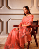 Organza Hand Embroidary Saree