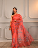 Organza Hand Embroidary Saree