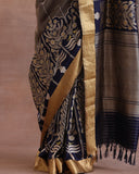 Navy Blue Handloom Banarasi Saree