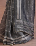 Deep Blue Tissue Organza Silk Saree