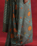 Olive Green Linen Saree