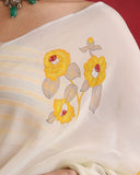 Light Lemon Organza Silk Saree