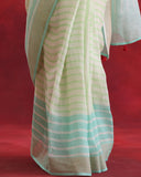Liril Green Stripes Linen Saree