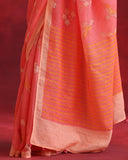 Blush Peach Linen Saree