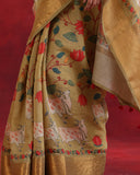 Mustard Moonga Handloom Pichwai Saree
