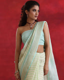 Liril Green Stripes Linen Saree
