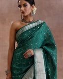 Handwoven Silk Cotton Green Saree