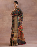 Deep Grey Katan Silk Saree