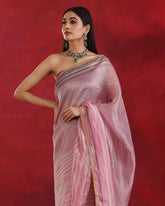 Pink Handwoven Tissue Silk Saree