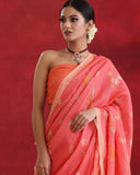 Blush Peach Linen Saree