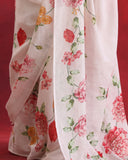 White Linen Floral Saree