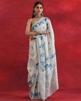 Blue Motif Sky Grey Saree