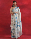 Blue Motif Sky Grey Saree