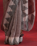 Maroon Silver Tissue Saree