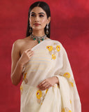 Light Lemon Organza Silk Saree