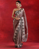 Maroon Silver Tissue Saree