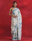 Blue Motif Sky Grey Saree