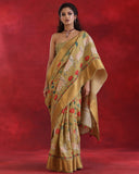 Mustard Moonga Handloom Pichwai Saree