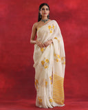 Light Lemon Organza Silk Saree
