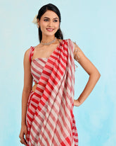 Coral Striped Handloom Tissue Saree