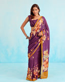 Luxurious Floral Linen Saree