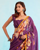 Luxurious Floral Linen Saree