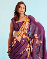 Luxurious Floral Linen Saree