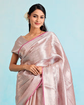 Royal Champagne Glow – Handloom Tissue Silk Saree