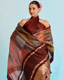 Rangrez Abstract Stripe Pure Silk Saree