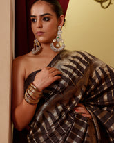 Handwoven Charcoal Grey Saree