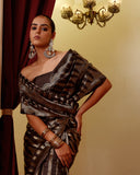 Handwoven Charcoal Grey Saree